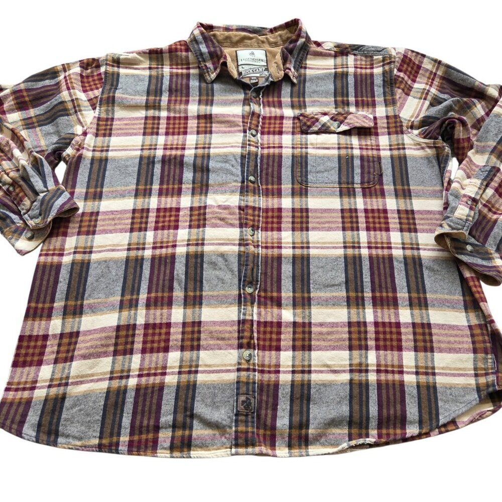 Legendary Whitetails Buck Camp Flannel Shirt Mens 3XL Plaid Button Up Long Slv